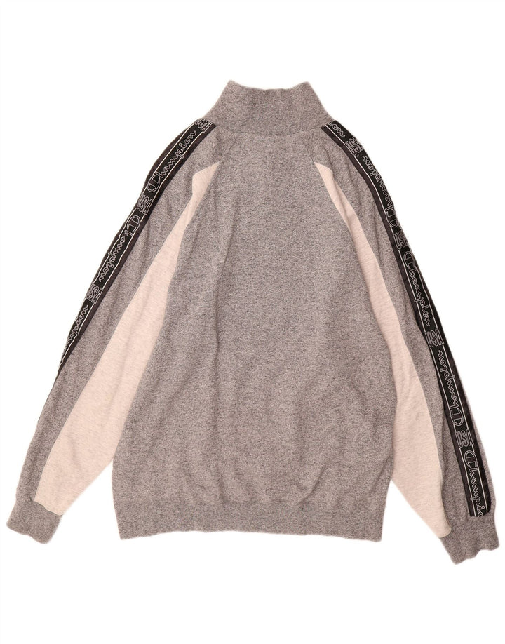 CHAMPION Herren-Sweatshirt mit Reißverschluss am Hals, groß, Grau, Farbblock