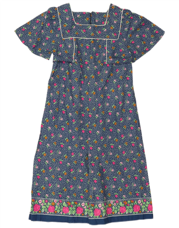 Nuova Moda Damen Maxikleid IT 44 Mittelblau geblümt