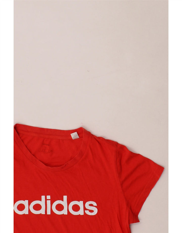 ADIDAS Womens Graphic T-Shirt Top UK 12/14 Medium Red Vintage Adidas and Second-Hand Adidas from Messina Hembry 