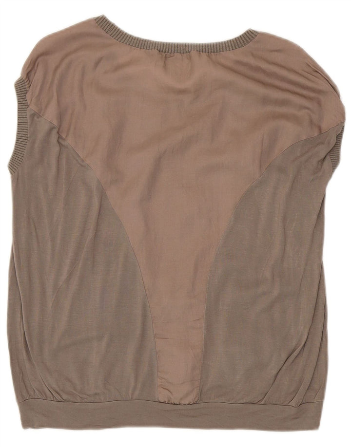 Trussardi Jeans Damen T-Shirt Top UK 10 Small Grau Farbblock