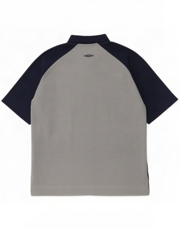 Umbro Herren-Poloshirt UK 41/43, großes graues Colourblock-Polyester