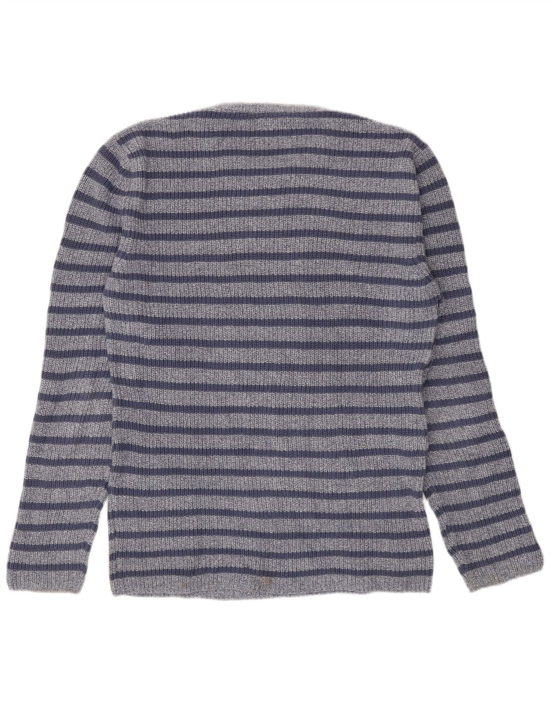 Zara Herren-Pullover mit Rundhalsausschnitt, groß, blau gestreift, Baumwolle