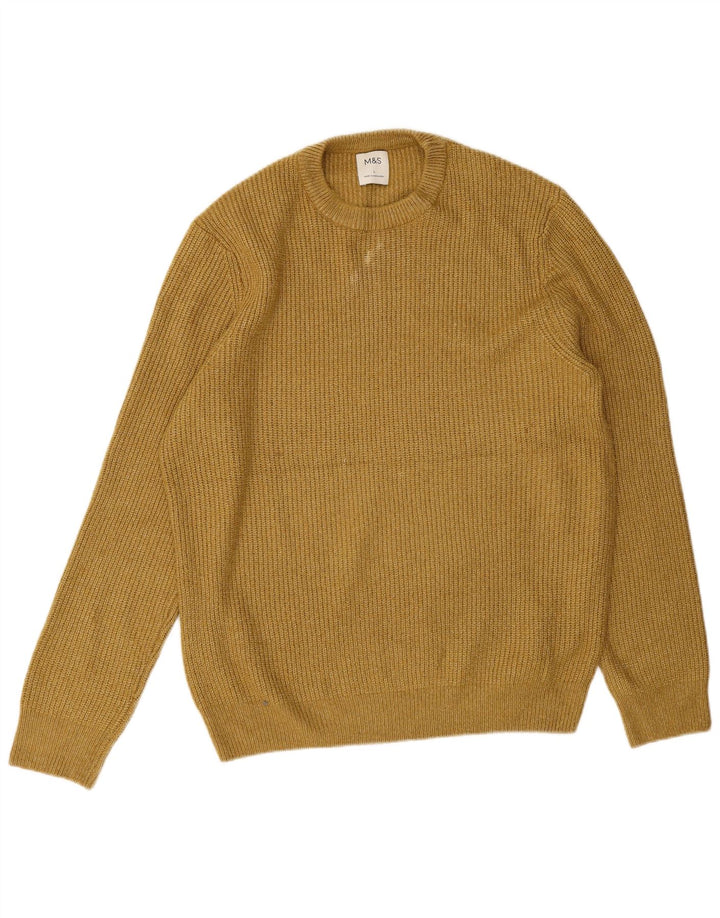 Marks & Spencer Herren-Pullover mit Rundhalsausschnitt, Größe L, Gelb, Polyamid