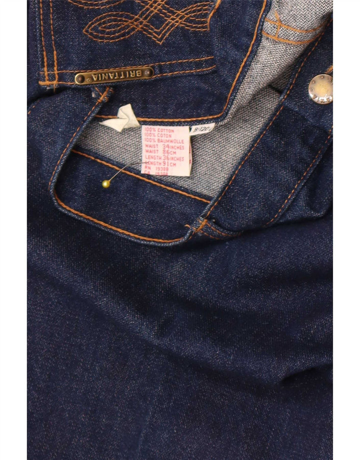 Vintage Damen Straight Jeans W34 L32 Marineblaue Baumwolle