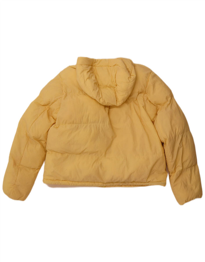 CHAMPION Damen Crop Hooded Wattierte Jacke UK 14 Mittelgelbes Polyamid