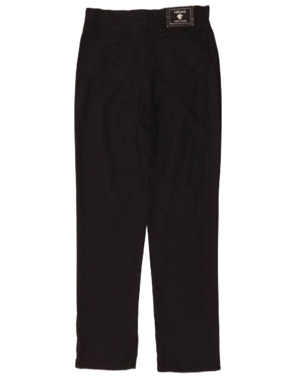 Versace Damen Gerade Freizeithose W32 L31 Schwarz Polyamid