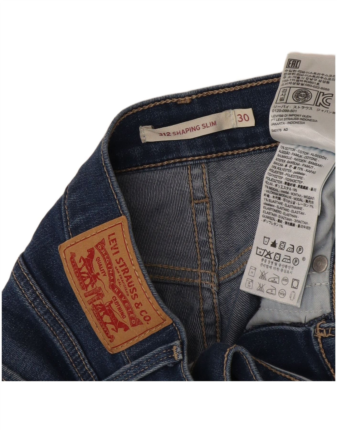 Levi's Damen 312 Jeansshorts W30 mittelblaue Baumwolle