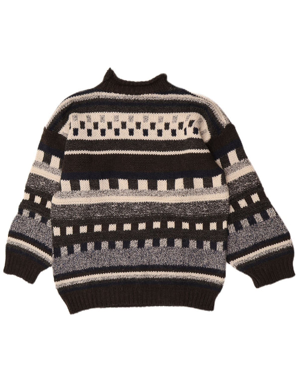 Vintage Herren Rollkragenpullover Pullover Medium Mehrfarbige geometrische Wolle