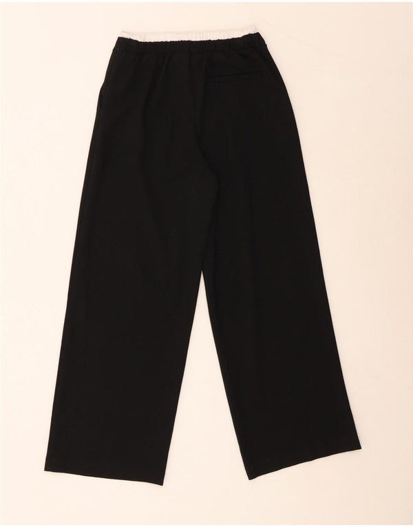 Zara Mädchen-Freizeithose mit weitem Bein und Klammern, 9–10 Jahre, W24 L24, Schwarz