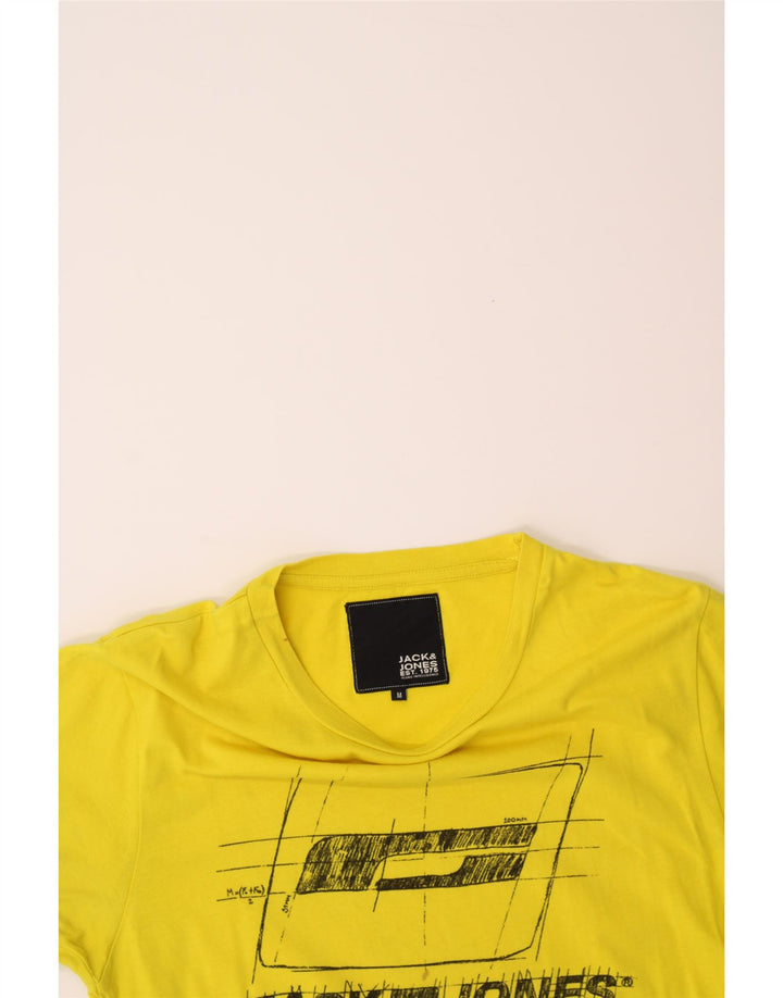 JACK & JONES Mens Graphic T-Shirt Top Medium Yellow Cotton Vintage Jack & Jones and Second-Hand Jack & Jones from Messina Hembry 