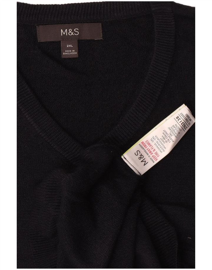Marks & Spencer Herren-Pullover mit V-Ausschnitt, 2XL, schwarzes Acryl