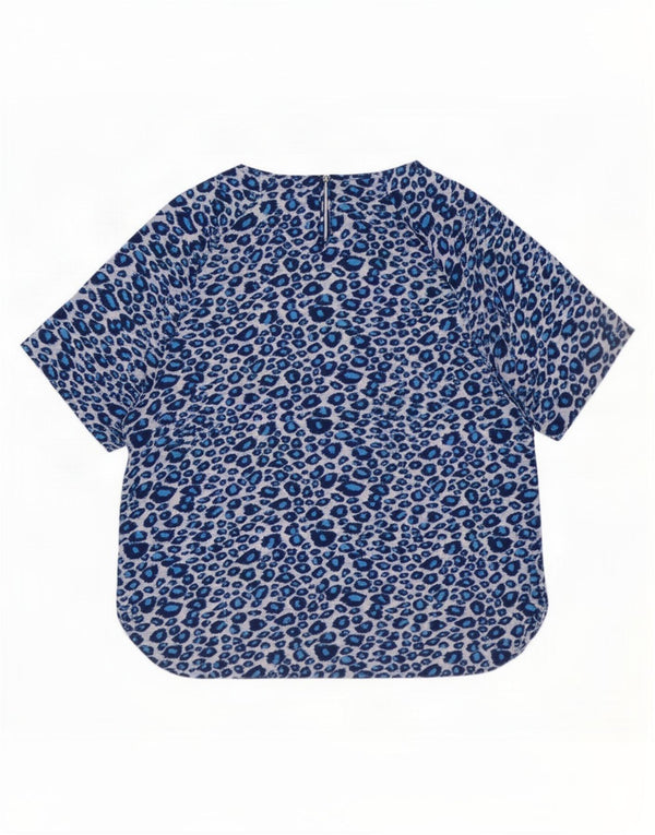 Marks & Spencer Damen-Blusenoberteil, UK-Größe 46, groß, blau, Polyester mit Tiermuster