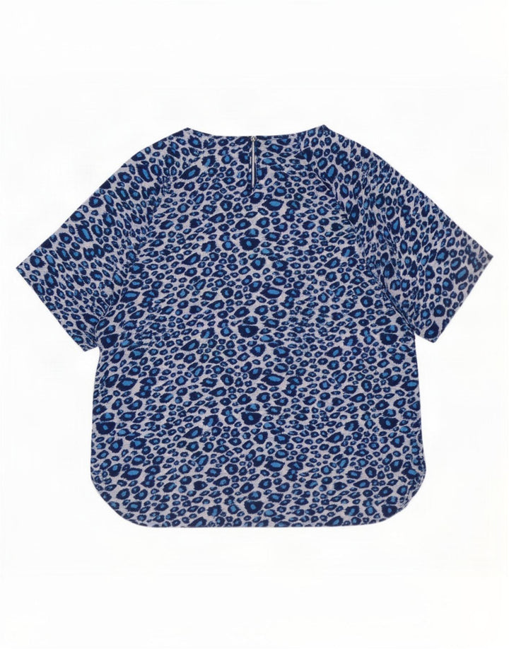 Marks & Spencer Damen-Blusenoberteil, UK-Größe 46, groß, blau, Polyester mit Tiermuster