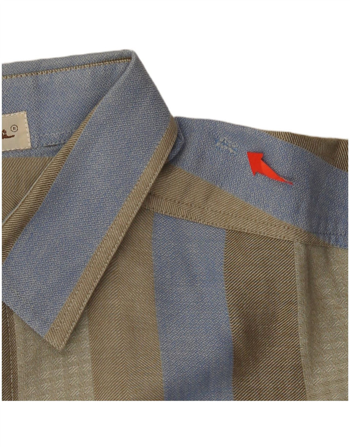 VINTAGE Herrenhemd Größe 40 Medium Khaki gestreift