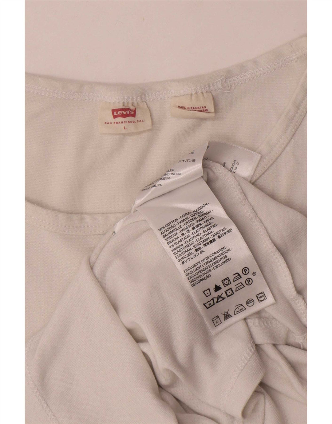 Levi's Damen T-Shirt Top UK 14 Large Weiße Baumwolle