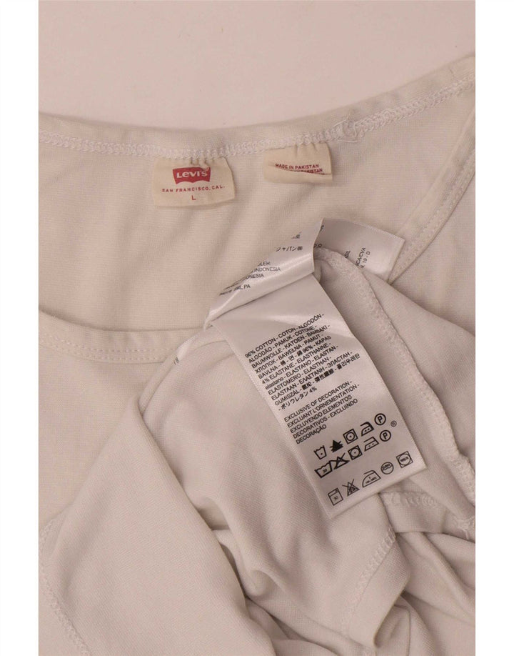 Levi's Damen T-Shirt Top UK 14 Large Weiße Baumwolle