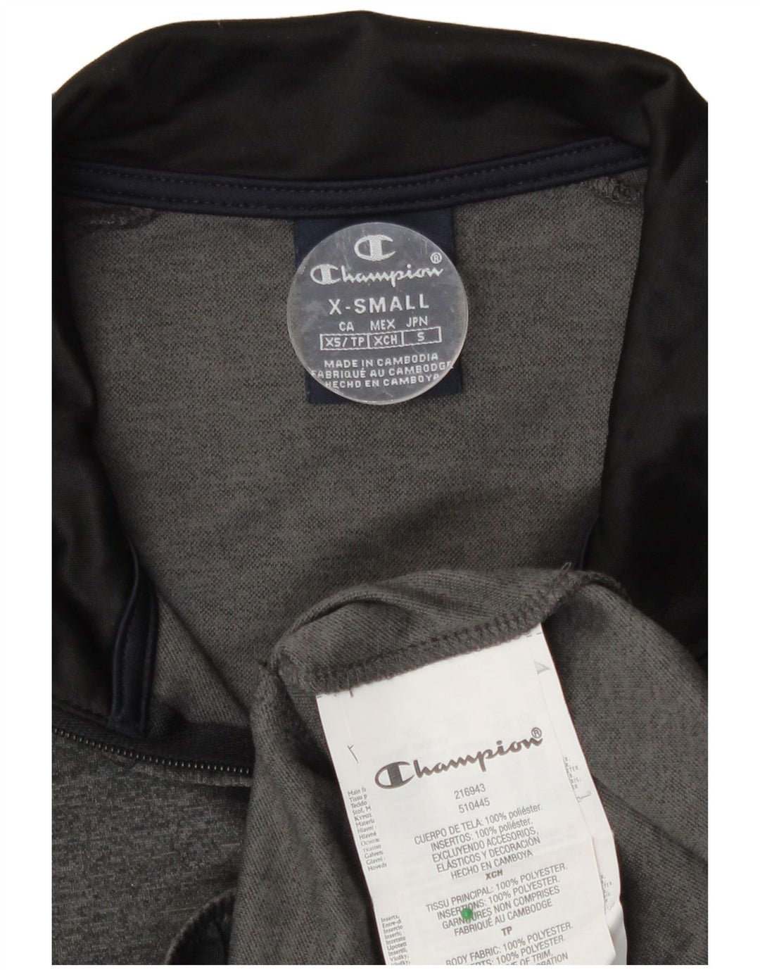 Champion Herren-Trainingsanzugoberteil mit Grafik, XS, graues Farbblock-Polyester