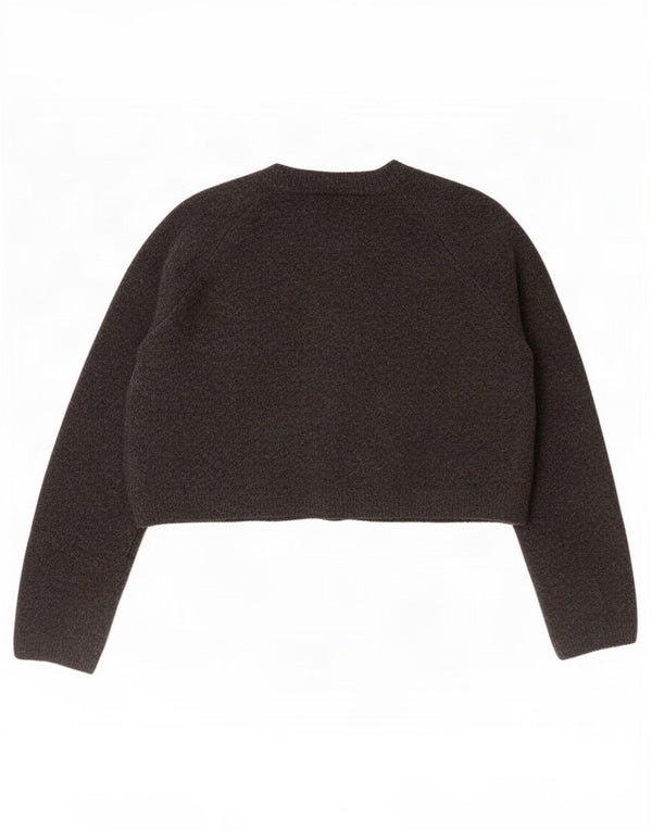 Zara Damen Crop Oversized Cardigan Pullover UK 10 Small Grau Acryl