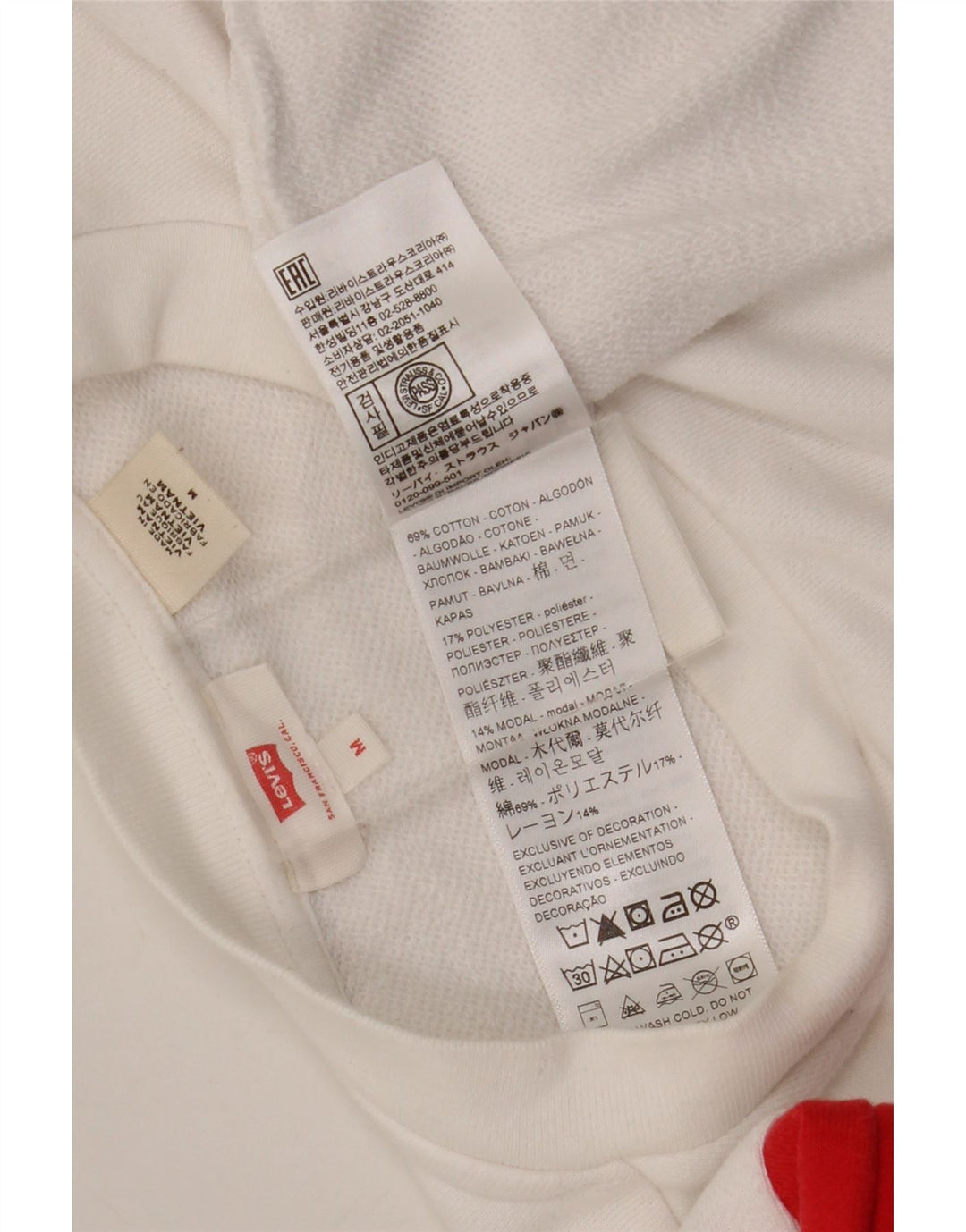 Levi's Damen Crop Sweatshirt Pullover UK 14 Mittelweiß Farbblock