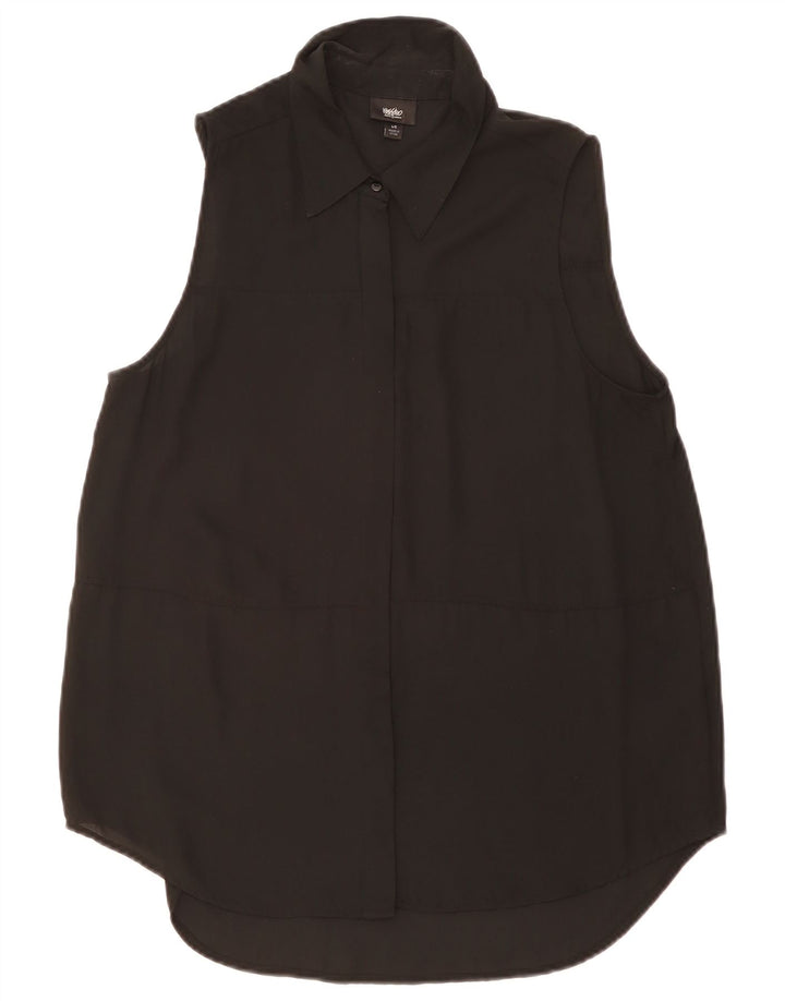 Mossimo Damen ärmelloses Hemdkleid UK 16 Large Schwarz Polyester