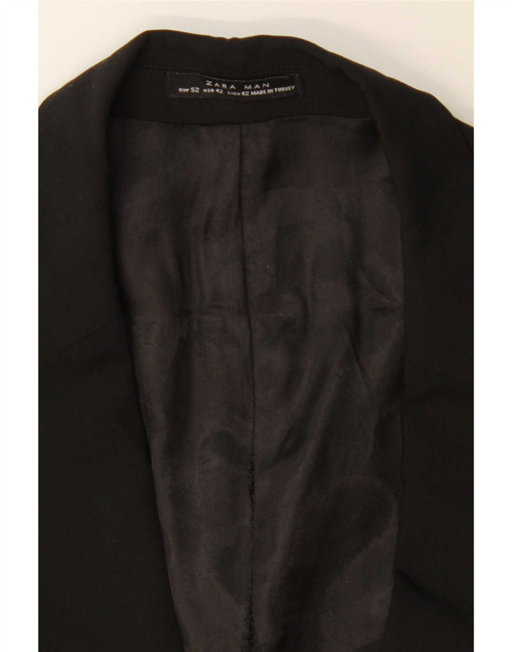Zara Herren-Blazer mit 2 Knöpfen, EU 52, groß, schwarze Wolle, klassisch