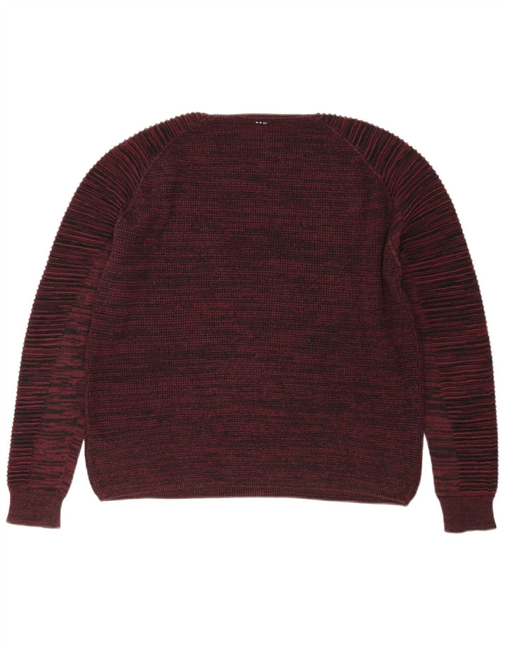 G-Star Herren-Pullover mit Rundhalsausschnitt, mittlerer kastanienbrauner Nadelstreifen-Baumwolle