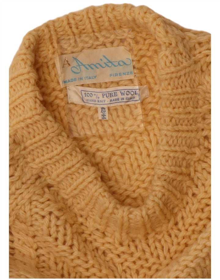 Vintage Damen Pullover mit Rundhalsausschnitt IT 42/44 Mittelbeige Wolle