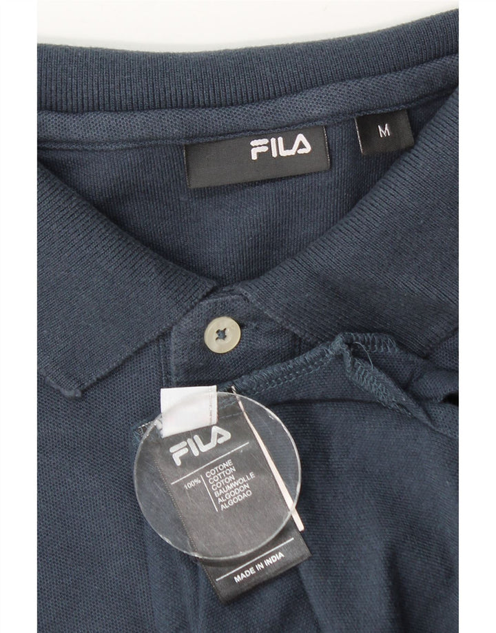Fila Herren-Langarm-Poloshirt, mittelmarineblaue Baumwolle