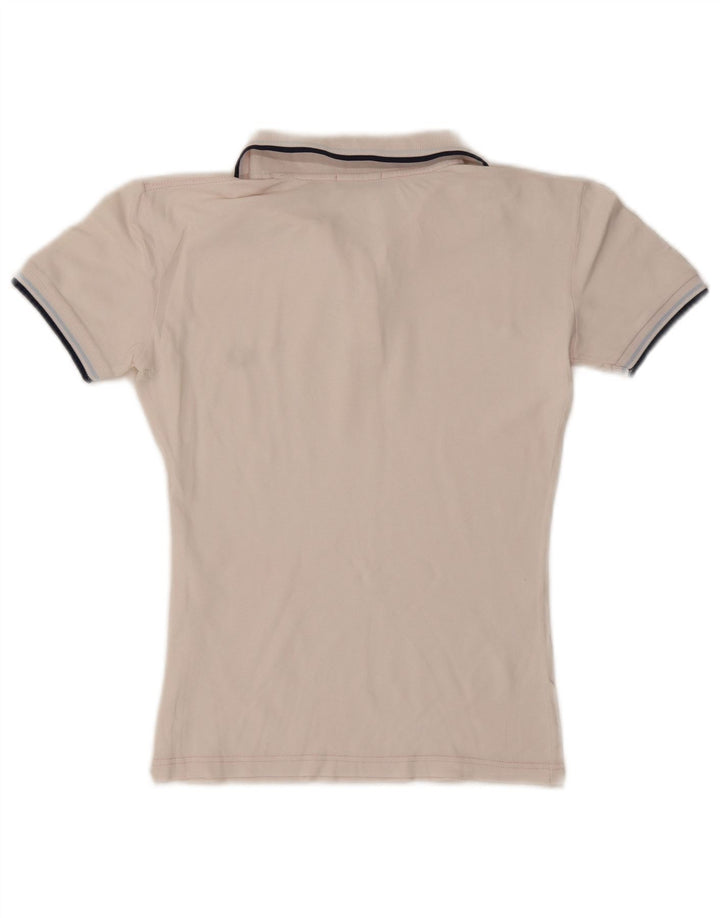 Fred Perry Damen Poloshirt UK 14 Large Weiß gestreift