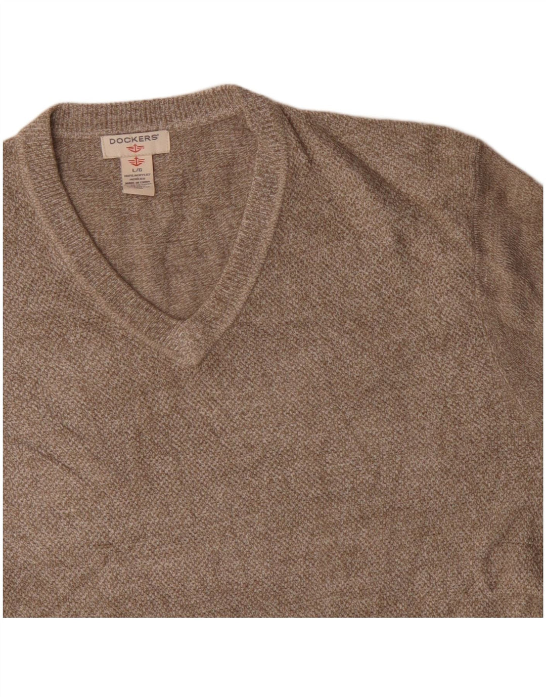 DOCKERS Herren-Pullover mit V-Ausschnitt, groß, beige, Acryl