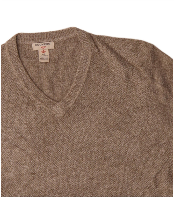 DOCKERS Herren-Pullover mit V-Ausschnitt, groß, beige, Acryl