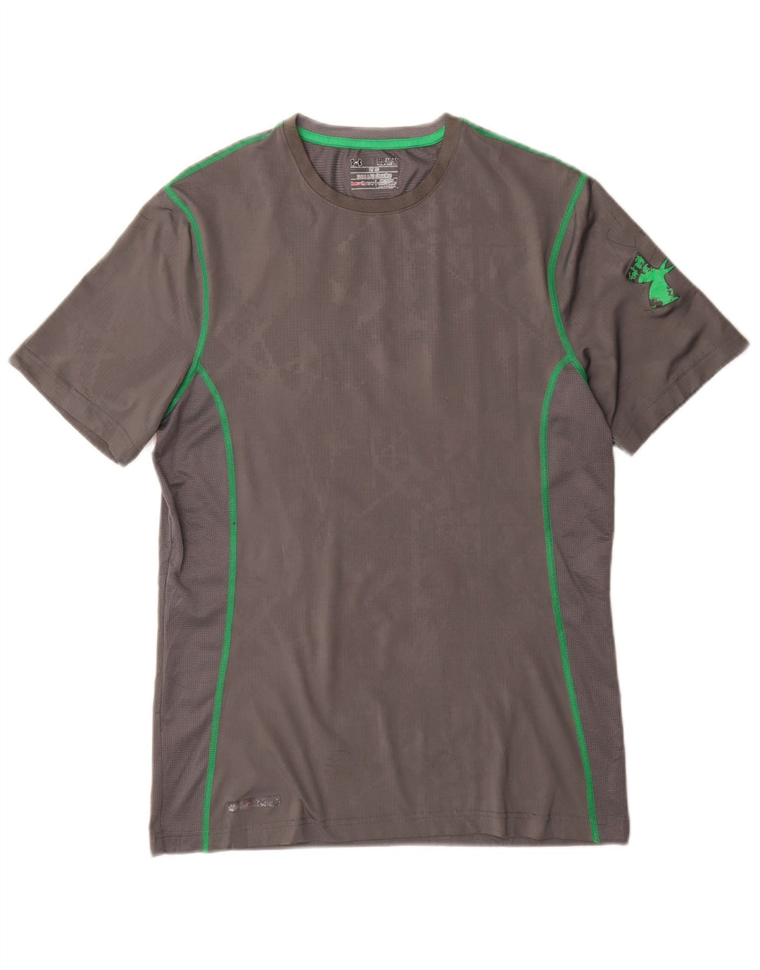 Under Armour Herren Heat Gear T-Shirt-Oberteil aus mittelgrauem, geometrischem Polyester
