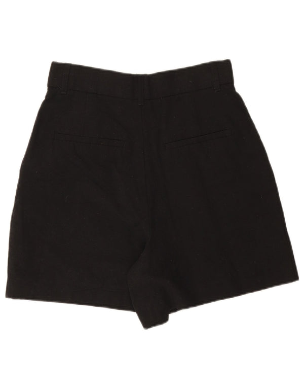 Zara Damen-Chinoshorts mit weitem Bein und hoher Taille, Größe S, W26, schwarze Viskose