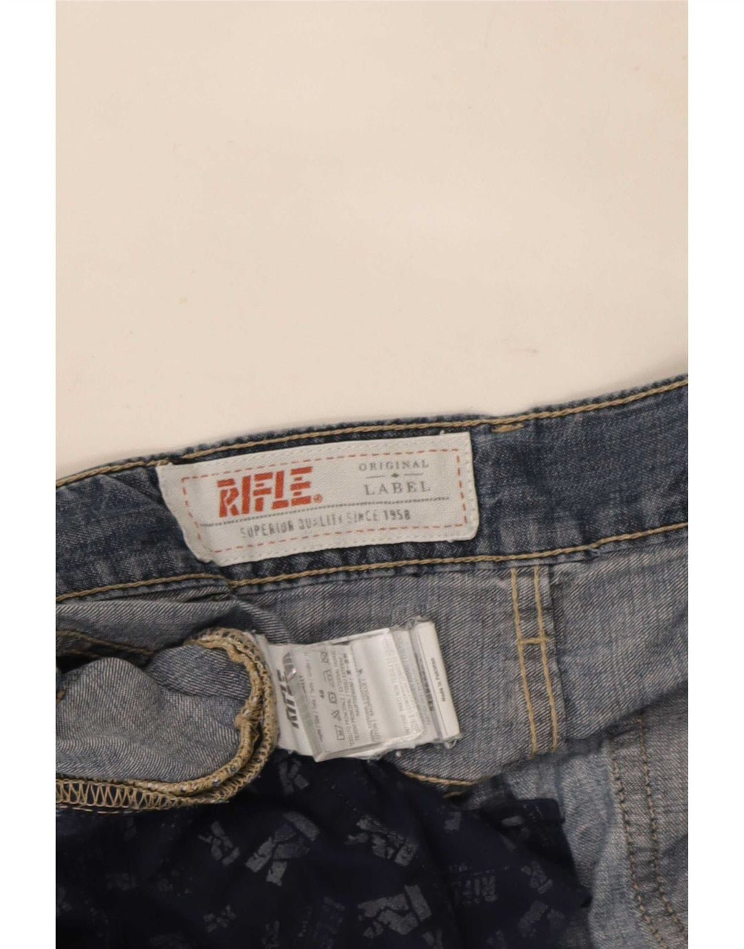 Rifle Herren Straight Jeans IT 48 Medium W34 L34 Blaue Baumwolle