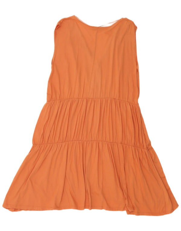 Zara Damen Ärmelloses A-Linien-Kleid UK 14 Mittelorange Baumwolle