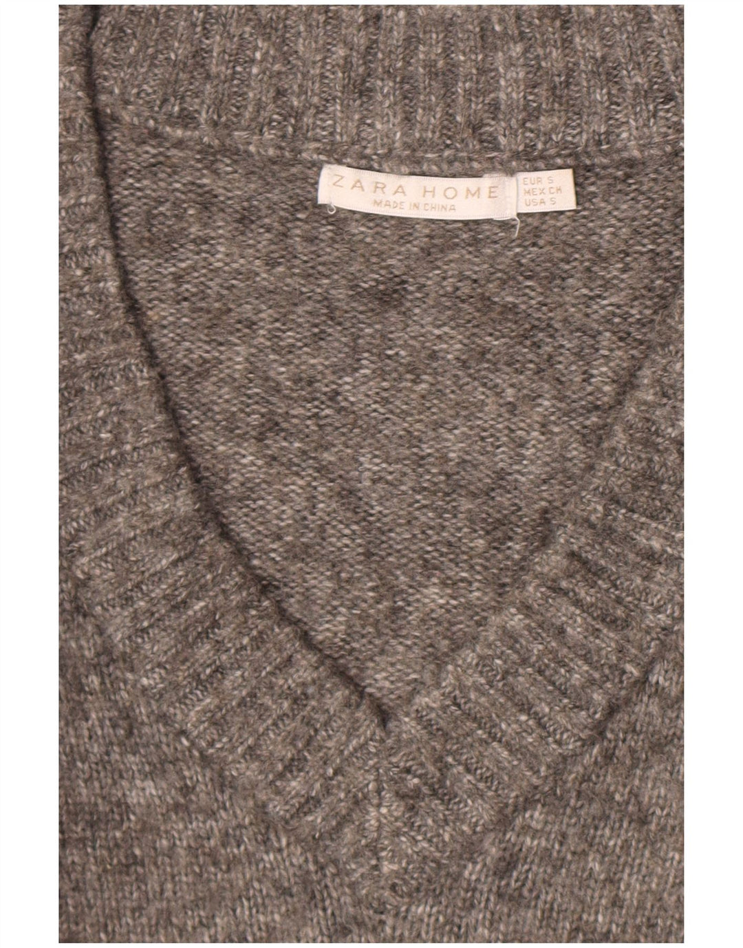 Zara Damen-Pullover, übergroß, V-Ausschnitt, Gr. 10, Größe S, Grau meliert