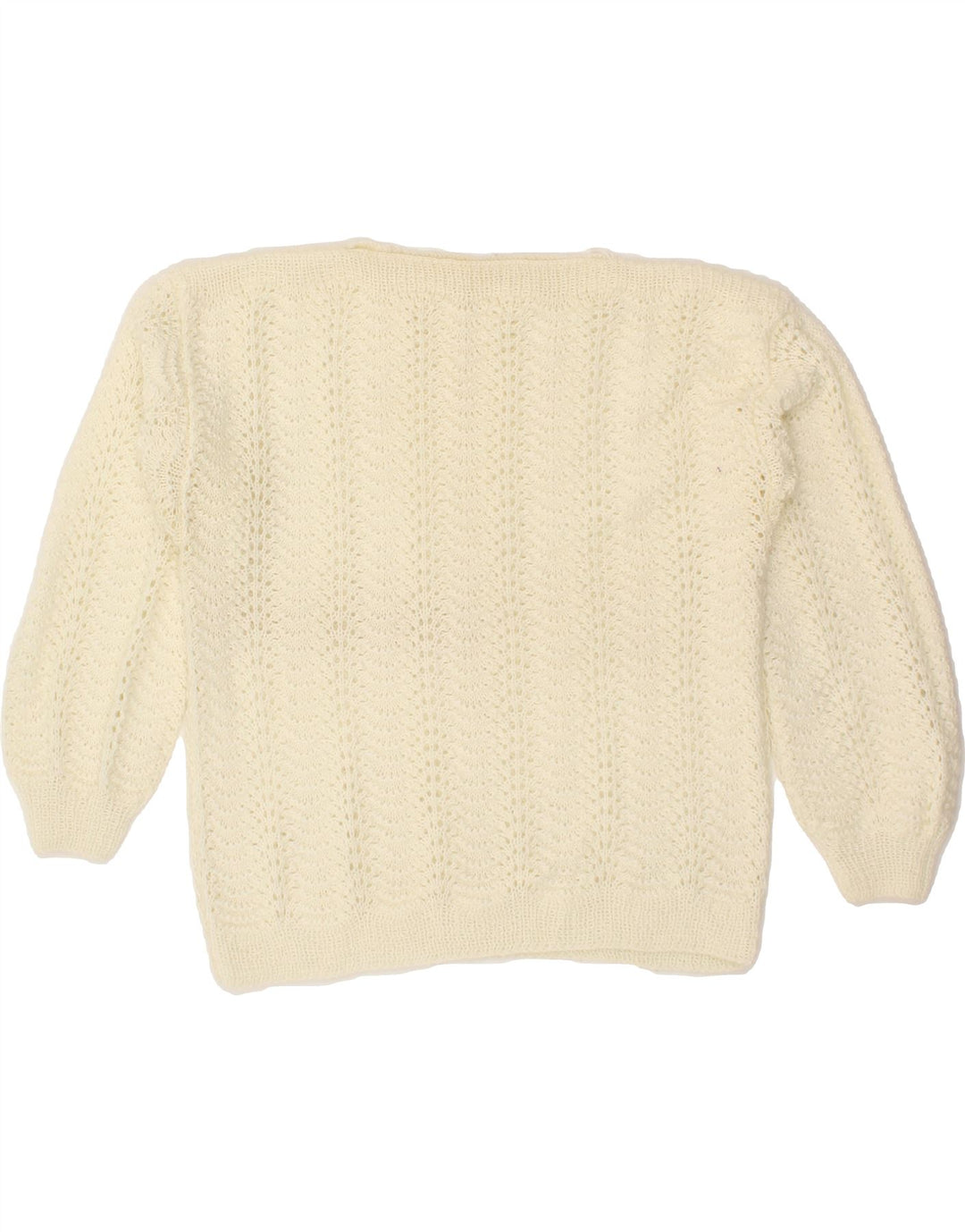 VINTAGE Womens Boat Neck Jumper Sweater UK 14 Medium White Vintage Vintage and Second-Hand Vintage from Messina Hembry 