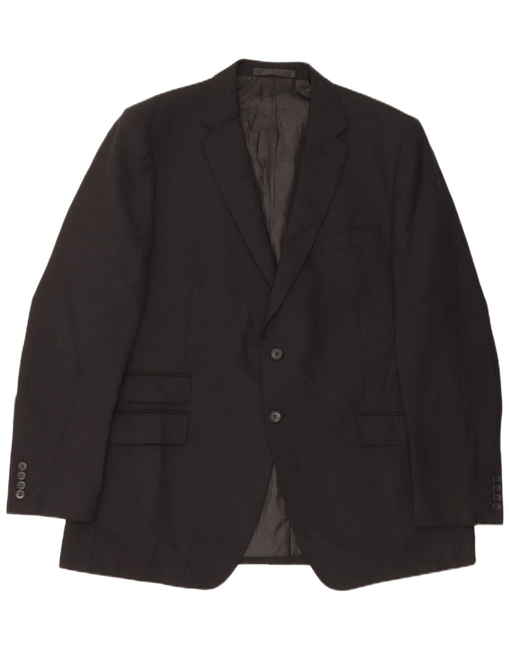 Marks & Spencer Herren-Blazer mit 2 Knöpfen, Größe 46, XL, schwarzes Polyester