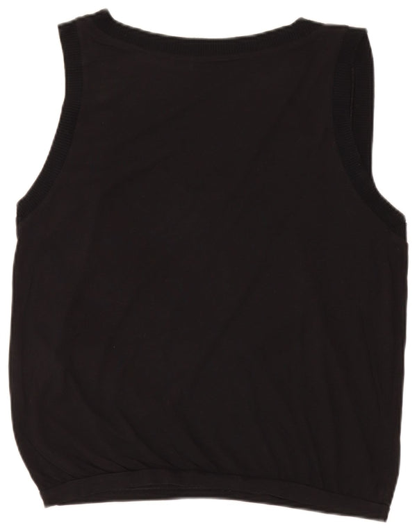 Benetton Damen-Trägershirt, UK-Größe 46, Größe L, schwarze Baumwolle