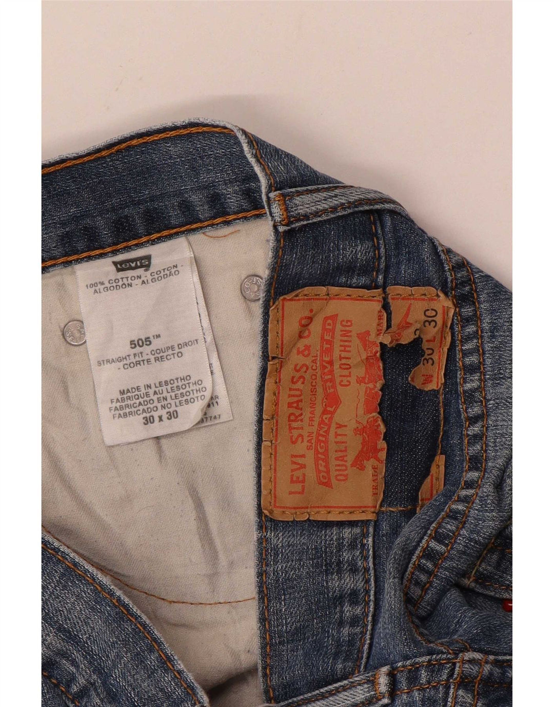 Levi's Herren 505 Straight Jeans W30 L30 Blaue Baumwolle