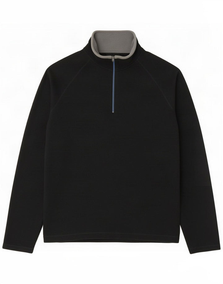 Gap Herren-Fleecepullover mit Reißverschluss am Hals, Mittelschwarzes Polyester