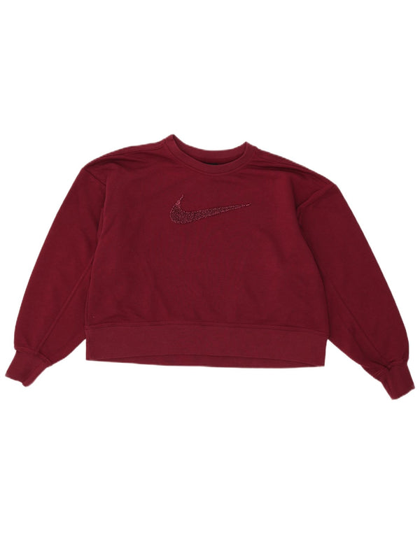 Nike Womens Graphic Oversized Sweatshirt Pullover UK 10 Small Burgund Baumwolle
