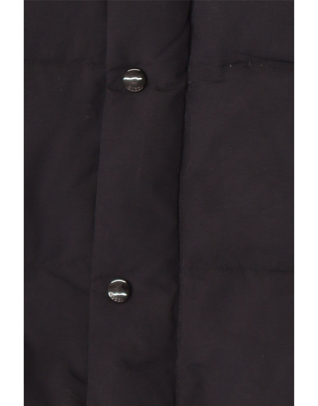 Gucci Herren-gepolsterter Mantel mit grafischer Kapuze, IT 46, großes, schwarzes Polyamid