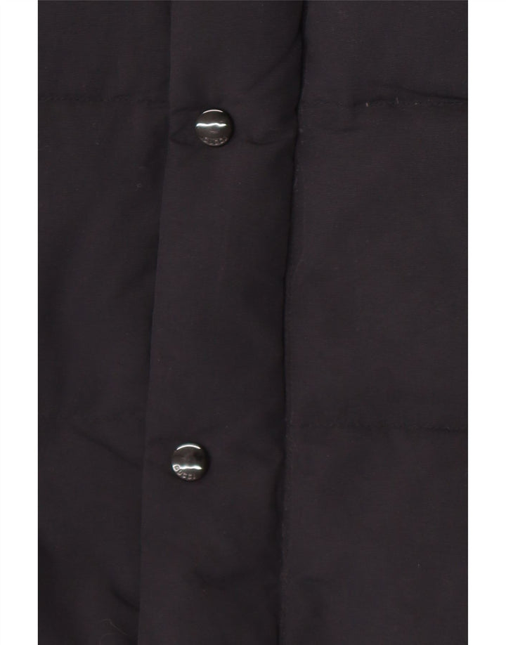 Gucci Herren-gepolsterter Mantel mit grafischer Kapuze, IT 46, großes, schwarzes Polyamid