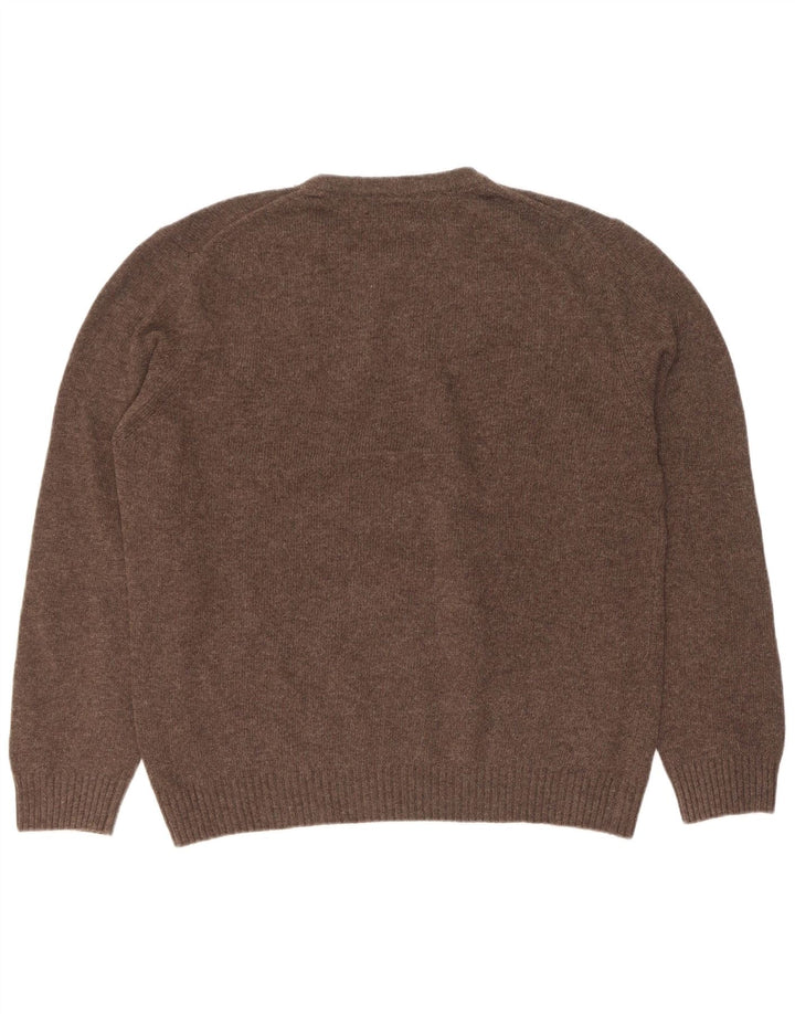 Marlboro Classics Herren-Pullover mit Rundhalsausschnitt, XL, braune Wolle