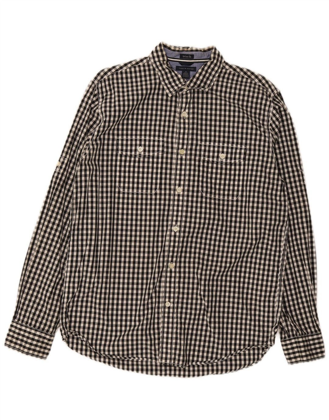 Tommy Hilfiger Herren-Hemd mit schmaler Passform, mittelschwarz, Gingham-Baumwolle