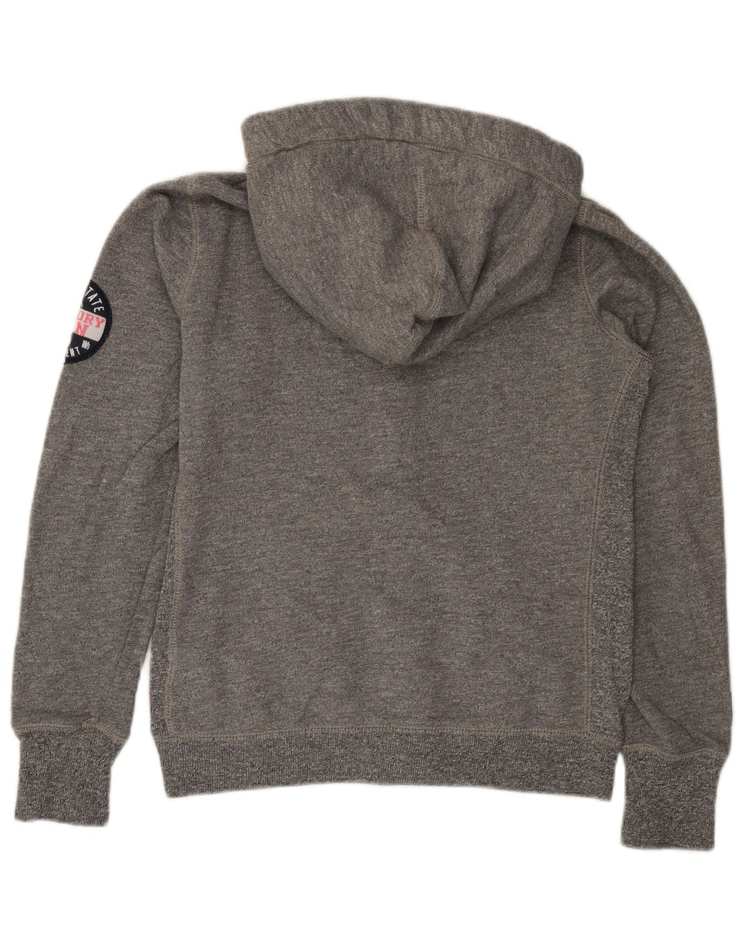 SUPERDRY Damen-Kapuzenpullover mit grafischem Reißverschluss, UK 14, mittelgraue Baumwolle