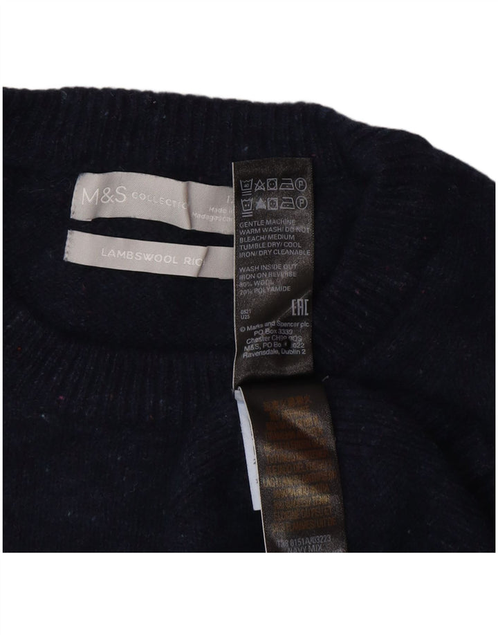 Marks & Spencer Damen-Pullover mit Rundhalsausschnitt, UK 12, mittelmarineblaue Wolle