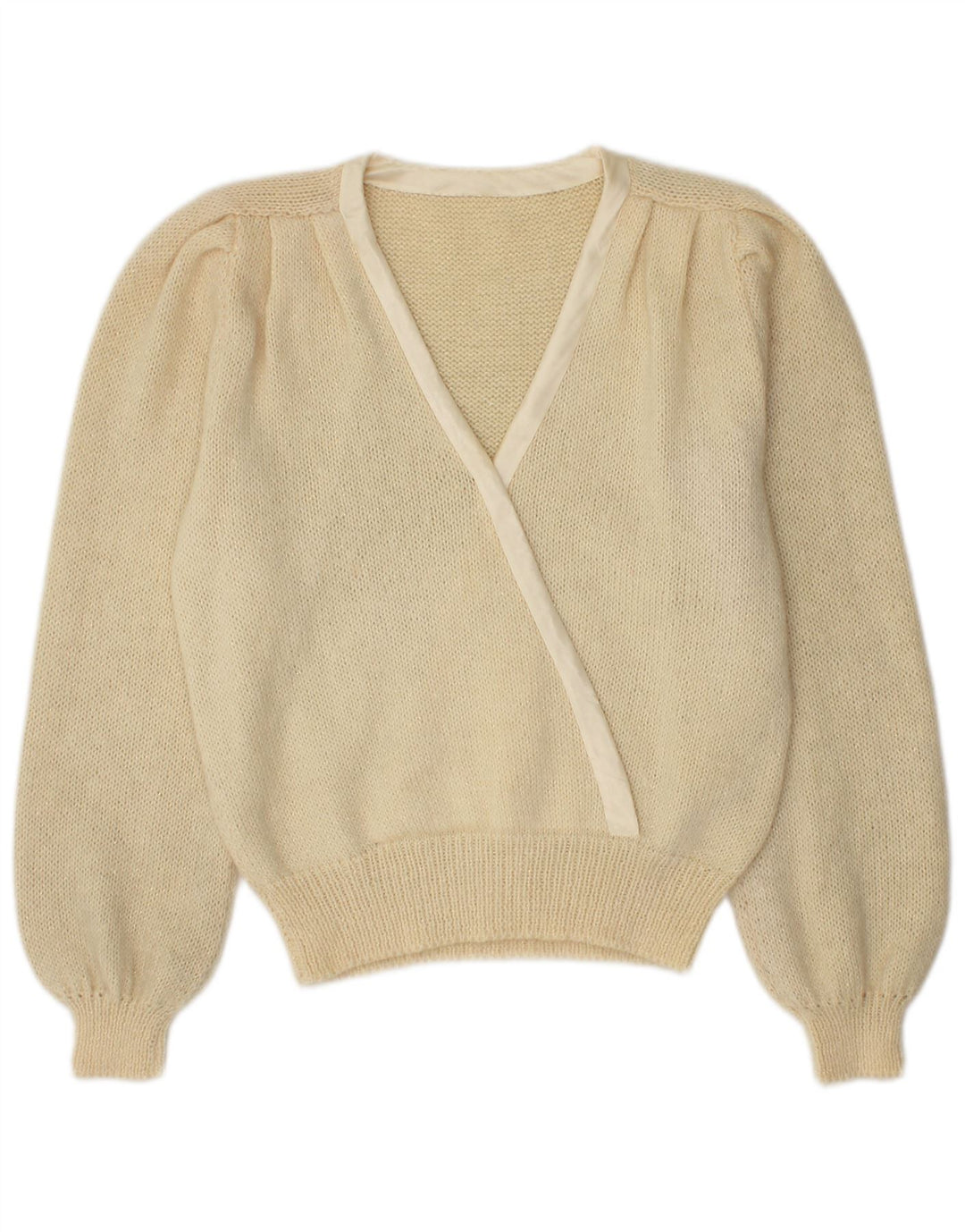 Vintage Damen V-Ausschnitt Pullover Pullover UK 14 Medium Beige