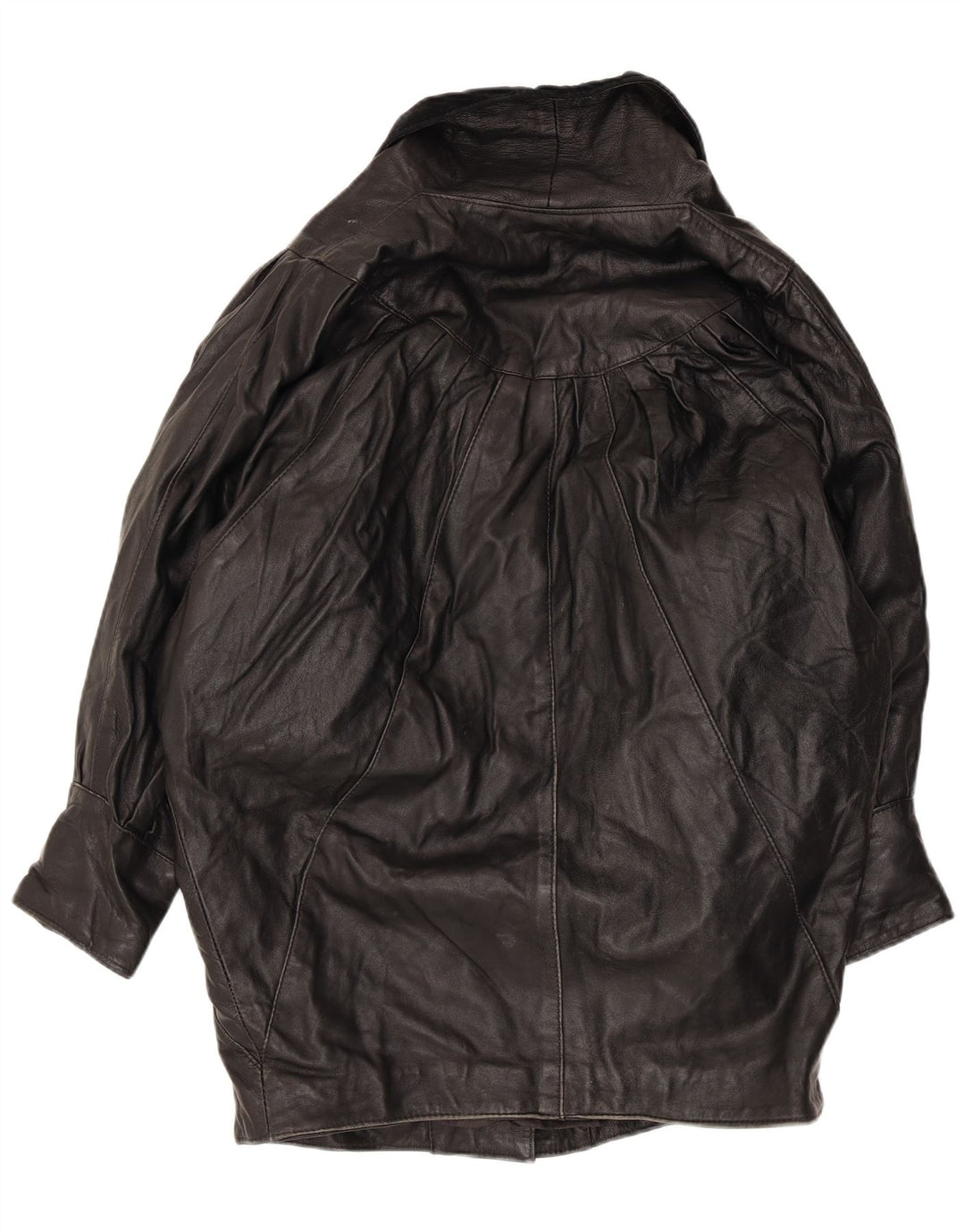 Vintage Damen Fledermausledermantel UK 16 Large Schwarz